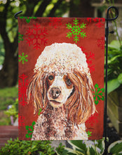 Load image into Gallery viewer, Red Miniature Poodle Red Snowflakes Holiday Garden Flag – Decorative Outdoor Yard Flag SC9747GF