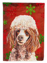 Load image into Gallery viewer, Red Miniature Poodle Red Snowflakes Holiday Garden Flag – Decorative Outdoor Yard Flag SC9747GF