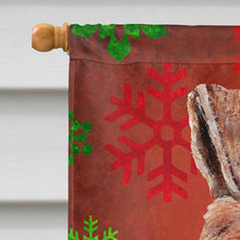 Load image into Gallery viewer, Wire Fox Terrier Red Snowflakes Holiday Flag Canvas House Size SC9748CHF