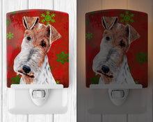 Load image into Gallery viewer, Wire Fox Terrier Red Snowflakes Holiday Ceramic Night Light SC9748CNL