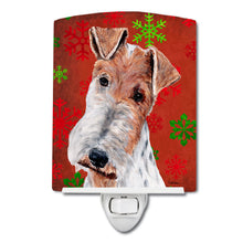 Load image into Gallery viewer, Wire Fox Terrier Red Snowflakes Holiday Ceramic Night Light SC9748CNL