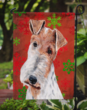 Load image into Gallery viewer, Wire Fox Terrier Red Snowflakes Holiday Garden Flag – Decorative Outdoor Yard Flag SC9748GF