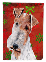 Load image into Gallery viewer, Wire Fox Terrier Red Snowflakes Holiday Garden Flag – Decorative Outdoor Yard Flag SC9748GF