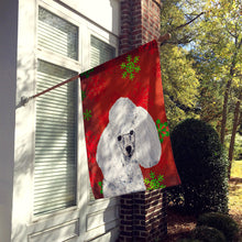Load image into Gallery viewer, White Toy Poodle Red Snowflakes Holiday Flag Canvas House Size SC9749CHF