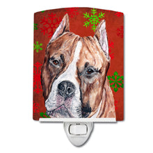 Load image into Gallery viewer, Staffordshire Bull Terrier Staffie Red Snowflakes Holiday Ceramic Night Light SC9752CNL