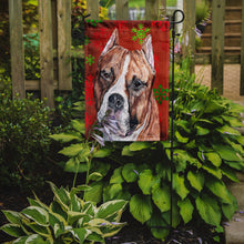 Load image into Gallery viewer, Staffordshire Bull Terrier Staffie Red Snowflakes Holiday Garden Flag - Outdoor Decorative Yard Flag SC9752GF