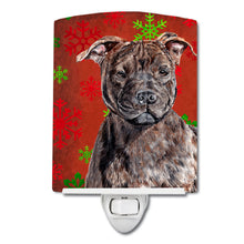 Load image into Gallery viewer, Staffordshire Bull Terrier Staffie Red Snowflakes Holiday Ceramic Night Light SC9753CNL