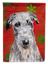 Load image into Gallery viewer, Scottish Deerhound Red Snowflakes Holiday Flag Canvas House Size SC9754CHF