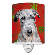 Load image into Gallery viewer, Scottish Deerhound Red Snowflakes Holiday Ceramic Night Light SC9754CNL