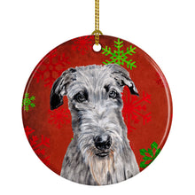 Load image into Gallery viewer, Scottish Deerhound Red Snowflakes Holiday Ceramic Ornament SC9754CO1