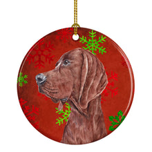 Load image into Gallery viewer, Redbone Coonhound Red Snowflakes Holiday Ceramic Ornament SC9755CO1