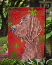 Load image into Gallery viewer, Redbone Coonhound Red Snowflakes Holiday Garden Flag - Outdoor Decorative Yard Flag SC9755GF