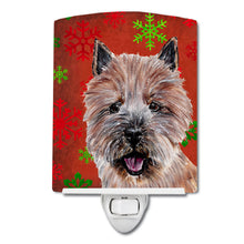 Load image into Gallery viewer, Norwich Terrier Red Snowflakes Holiday Ceramic Night Light SC9758CNL