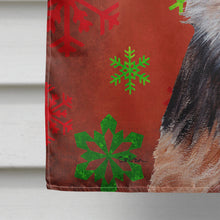 Load image into Gallery viewer, Norfolk Terrier Puppy Red Snowflakes Holiday Flag Canvas House Size SC9759CHF