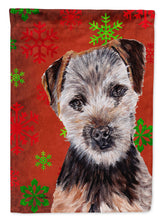 Load image into Gallery viewer, Norfolk Terrier Puppy Red Snowflakes Holiday Flag Canvas House Size SC9759CHF
