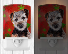 Load image into Gallery viewer, Norfolk Terrier Puppy Red Snowflakes Holiday Ceramic Night Light SC9759CNL