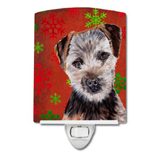 Load image into Gallery viewer, Norfolk Terrier Puppy Red Snowflakes Holiday Ceramic Night Light SC9759CNL