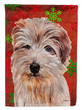 Load image into Gallery viewer, Norfolk Terrier Red Snowflakes Holiday Garden Flag - Outdoor Decorative Yard Flag SC9760GF