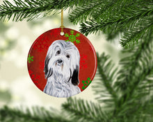 Load image into Gallery viewer, Havanese Red Snowflakes Holiday Ornament - Round Ceramic Ornament – Artist-Designed Keepsake Decoration SC9761CO1