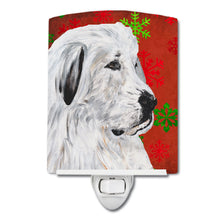 Load image into Gallery viewer, Great Pyrenees Red Snowflakes Holiday Ceramic Night Light SC9762CNL
