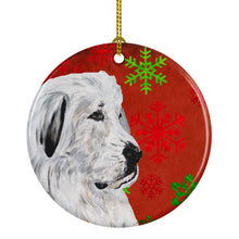 Load image into Gallery viewer, Great Pyrenees Red Snowflakes Holiday Ornament - Round Ceramic Ornament – Artist-Designed Keepsake Decoration SC9762CO1