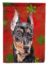 Load image into Gallery viewer, German Pinscher Red Snowflakes Holiday Flag Canvas House Size SC9764CHF