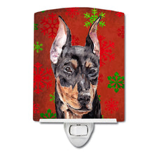 Load image into Gallery viewer, German Pinscher Red Snowflakes Holiday Ceramic Night Light SC9764CNL