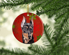 Load image into Gallery viewer, German Pinscher Red Snowflakes Holiday Ornament - Round Ceramic Ornament – Artist-Designed Keepsake Decoration SC9764CO1