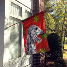 Load image into Gallery viewer, Scottish Deerhound Red Snowflakes Holiday Flag Canvas House Size SC9765CHF