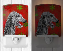 Load image into Gallery viewer, Scottish Deerhound Red Snowflakes Holiday Ceramic Night Light SC9765CNL