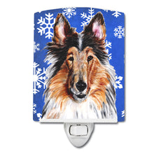 Load image into Gallery viewer, Collie Winter Snowflakes Ceramic Night Light SC9766CNL