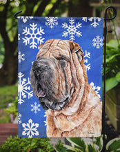 Load image into Gallery viewer, Shar Pei Winter Snowflakes Garden Flag – Decorative Outdoor Yard Flag SC9767GF