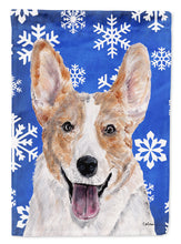 Load image into Gallery viewer, Cardigan Corgi Winter Snowflakes Flag Canvas House Size SC9768CHF