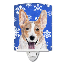 Load image into Gallery viewer, Cardigan Corgi Winter Snowflakes Ceramic Night Light SC9768CNL