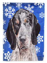 Load image into Gallery viewer, Blue Tick Coonhound Winter Snowflakes Flag Canvas House Size SC9769CHF