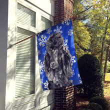 Load image into Gallery viewer, Black Standard Poodle Winter Snowflakes Flag Canvas House Size SC9770CHF