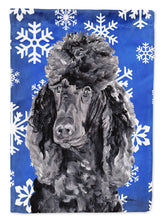 Load image into Gallery viewer, Black Standard Poodle Winter Snowflakes Flag Canvas House Size SC9770CHF