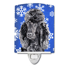 Load image into Gallery viewer, Black Standard Poodle Winter Snowflakes Ceramic Night Light SC9770CNL