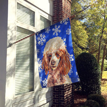 Load image into Gallery viewer, Red Miniature Poodle Winter Snowflakes Flag Canvas House Size SC9771CHF