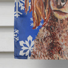 Load image into Gallery viewer, Red Miniature Poodle Winter Snowflakes Flag Canvas House Size SC9771CHF