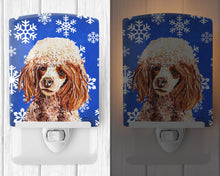 Load image into Gallery viewer, Red Miniature Poodle Winter Snowflakes Ceramic Night Light SC9771CNL