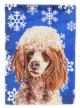 Load image into Gallery viewer, Red Miniature Poodle Winter Snowflakes Garden Flag - Outdoor Decorative Yard Flag SC9771GF