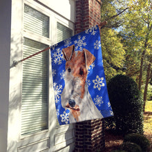 Load image into Gallery viewer, Wire Fox Terrier Winter Snowflakes Flag Canvas House Size SC9772CHF