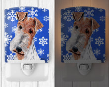 Load image into Gallery viewer, Wire Fox Terrier Winter Snowflakes Ceramic Night Light SC9772CNL