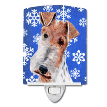 Load image into Gallery viewer, Wire Fox Terrier Winter Snowflakes Ceramic Night Light SC9772CNL