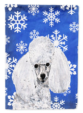 Load image into Gallery viewer, White Toy Poodle Winter Snowflakes Flag Canvas House Size SC9773CHF