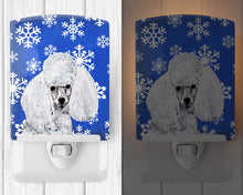 Load image into Gallery viewer, White Toy Poodle Winter Snowflakes Ceramic Night Light SC9773CNL