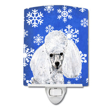 Load image into Gallery viewer, White Toy Poodle Winter Snowflakes Ceramic Night Light SC9773CNL
