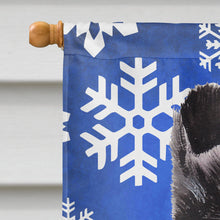 Load image into Gallery viewer, Black and White Collie Winter Snowflakes Flag Canvas House Size SC9774CHF