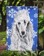 Load image into Gallery viewer, White Standard Poodle Winter Snowflakes Garden Flag – Decorative Outdoor Yard Flag SC9775GF